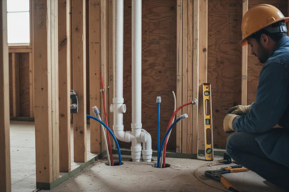 Drain and supply rough-in during Leak Detection in Siler City
